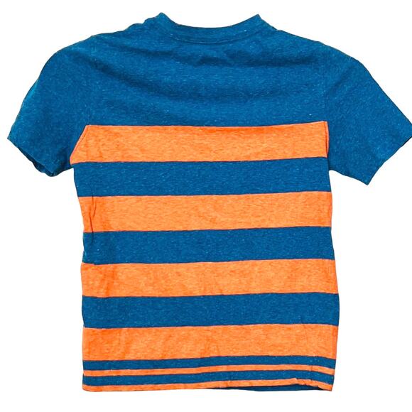 WONDER NATION SHORT SLEEVE T-SHIRT, BOYS, S (6-7), BLUE & ORANGE STRIPES - Picture 4 of 9